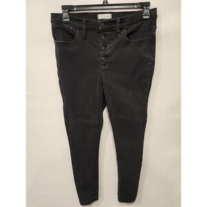 Madewell Jeans Womens Size 31 9 Midrise Skinny Black Denim Button Fly Stretch